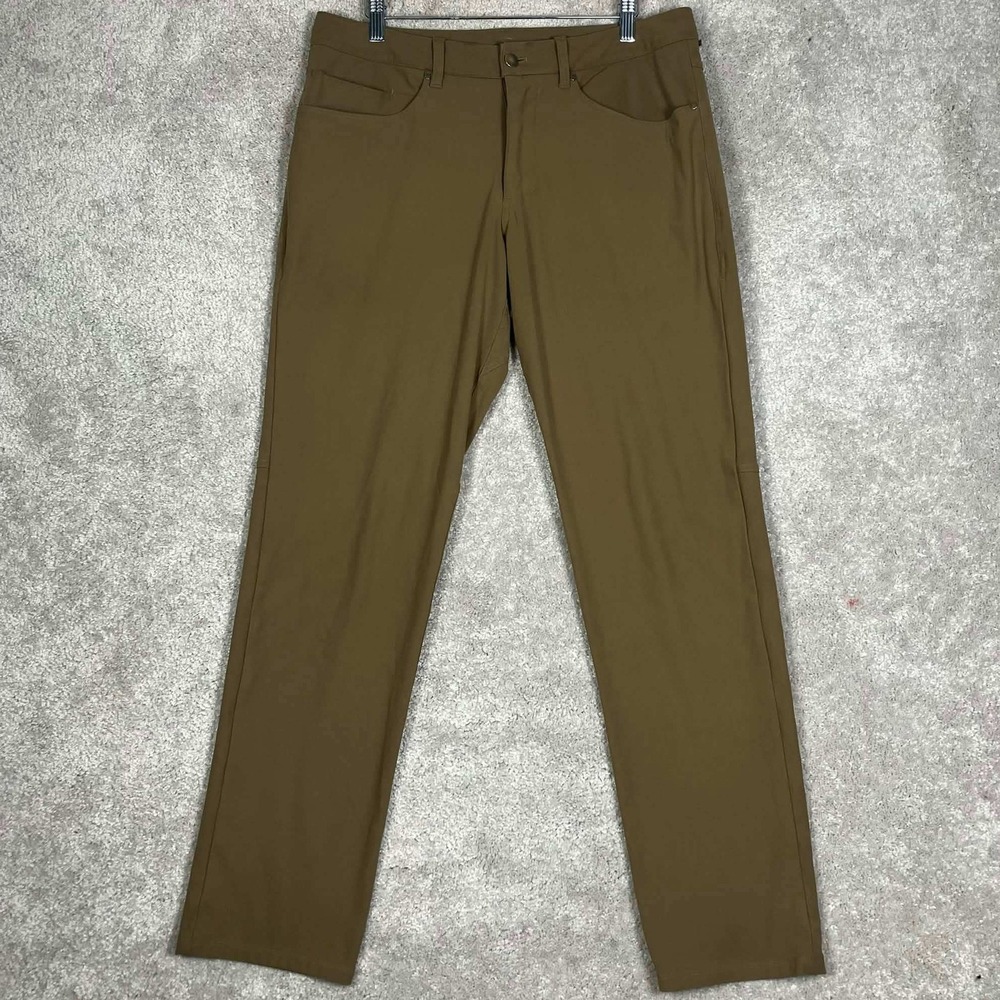 Lululemon Commission Pants Mens 34x30 Brown Classic Fit Chino Stretch Golf